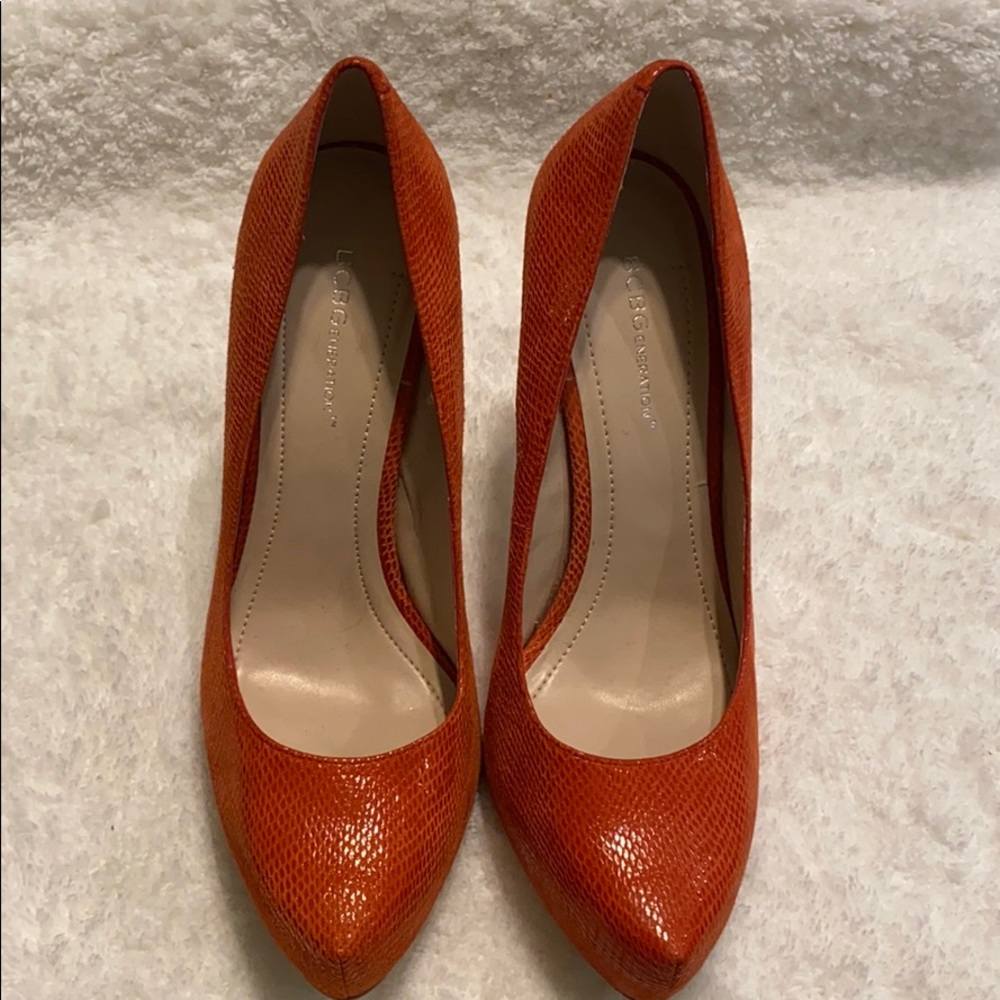 BCBGeneration coral snake skin heels